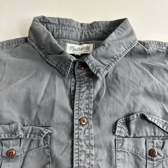 Madewell Button Up Top Womens Size Large Gray Front Pockets Casual Long Sleeve - Picture 5 of 9